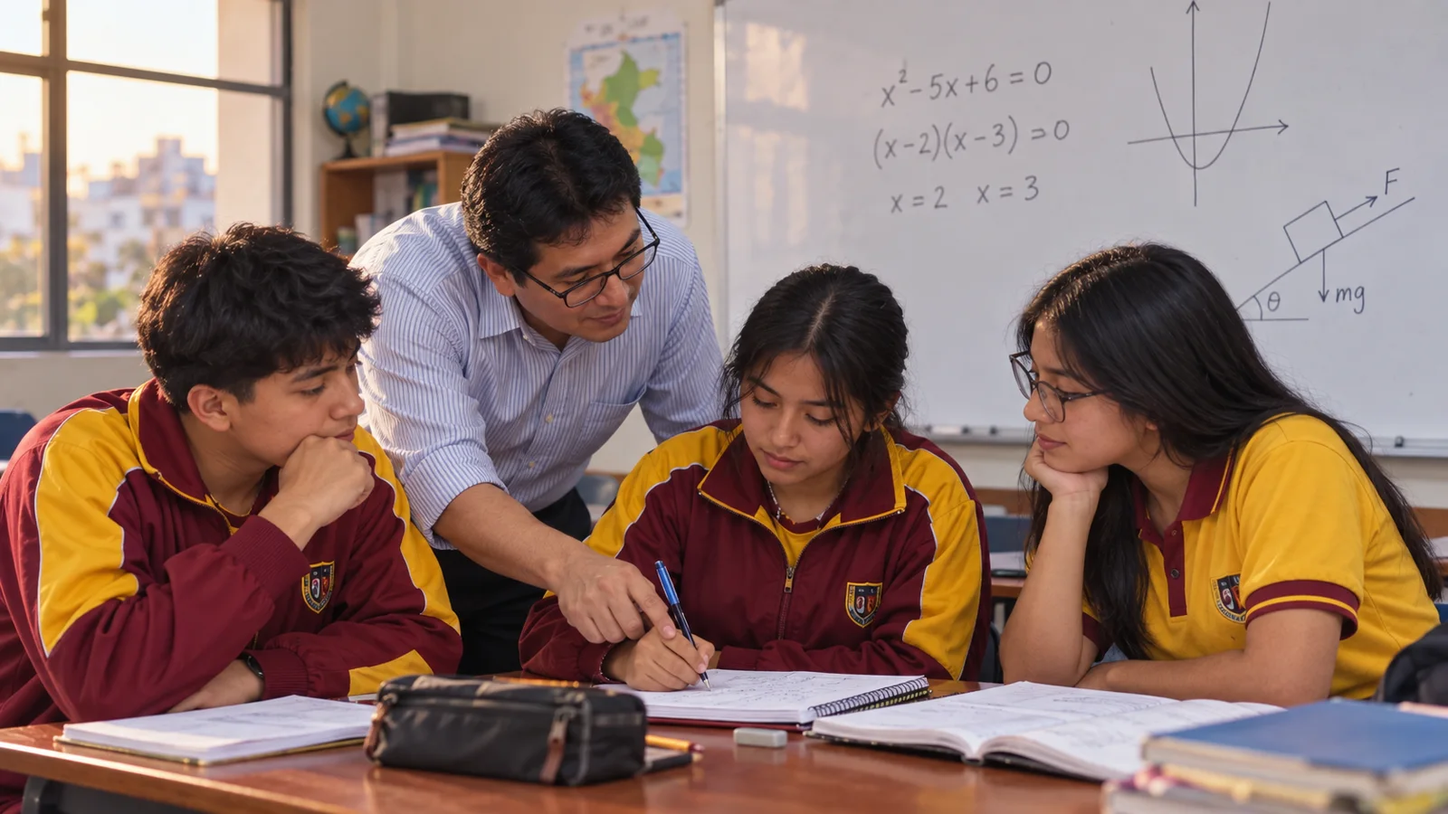Estudiantes de Secundaria recibiendo reforzamiento de Matemática y Física